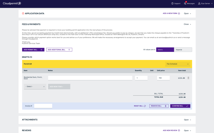 CloudPermit Permit Bill