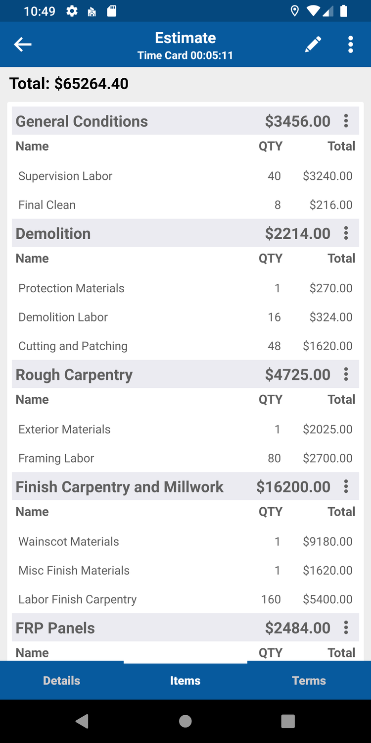 Contractor Foreman Estimates