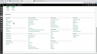 Sage Construction Management: Project Menu