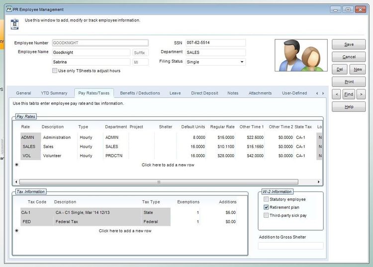 Pay Rates and Taxes in Denali Payroll