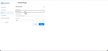Donorbox: New Group Creation Page