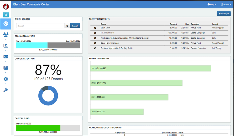 DonorSnap Customizable Dashboard