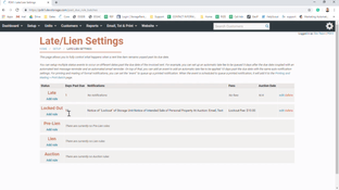 Easy Storage Solutions Software: Late/Lien Settings