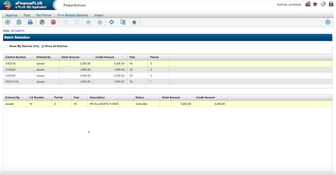 PowerSchool eFinancePlus: Batch Selection