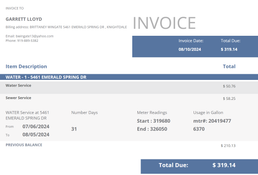 El Dorado Utility Billing Software: Invoice