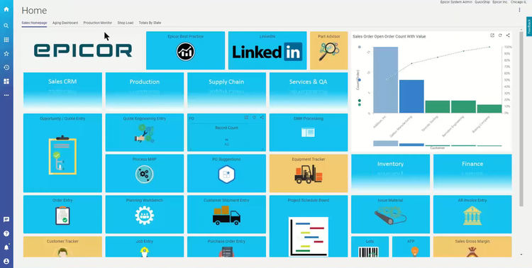 Epicor Kinetic Home Dashboard