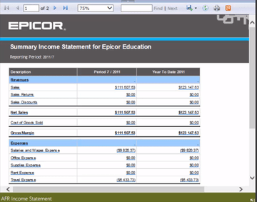 Epicor Financial Management Screenshot