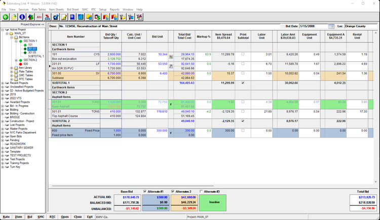 Estimating Link Bid Sheet