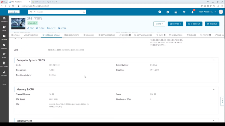 EZO AssetSonar IT Hardware Details