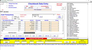Ultra Farm Accounting Software: Checkbook Data Entry