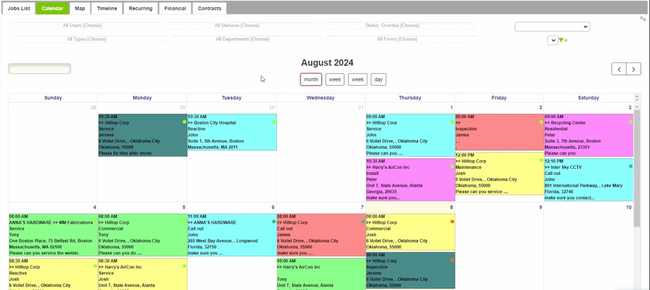 FieldMotion: Job Monthly Calendar