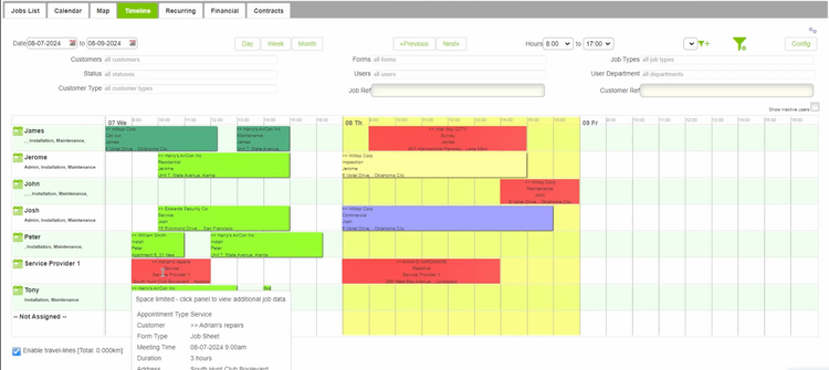 FieldMotion Timeline Schedule View