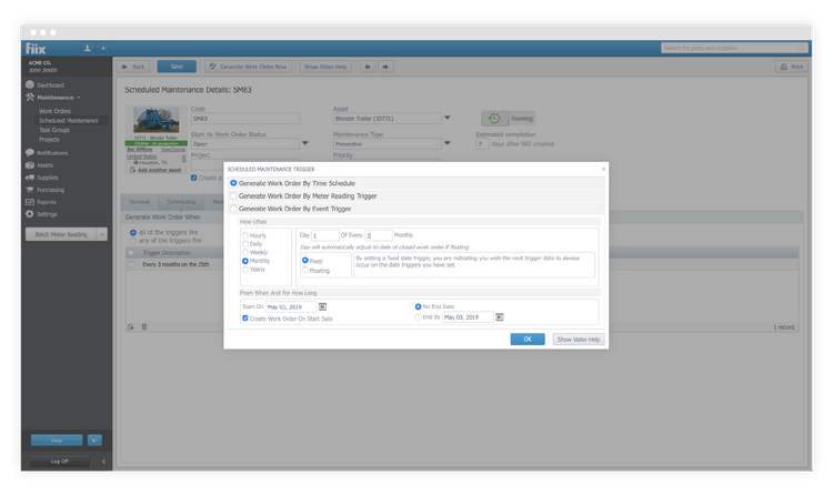 Fiix Scheduled Maintenance