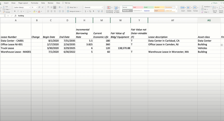 Lease Number Spreadsheet in EZLease