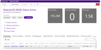 FootPrint WMS: Material Inventory