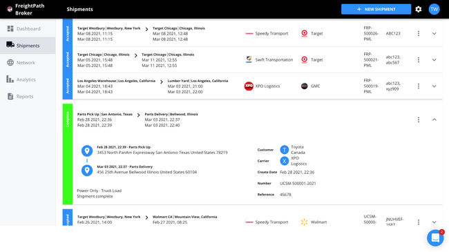 FreightPath TMS: Shipments