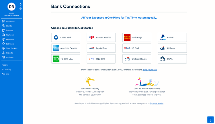 FreshBooks Bank Connections