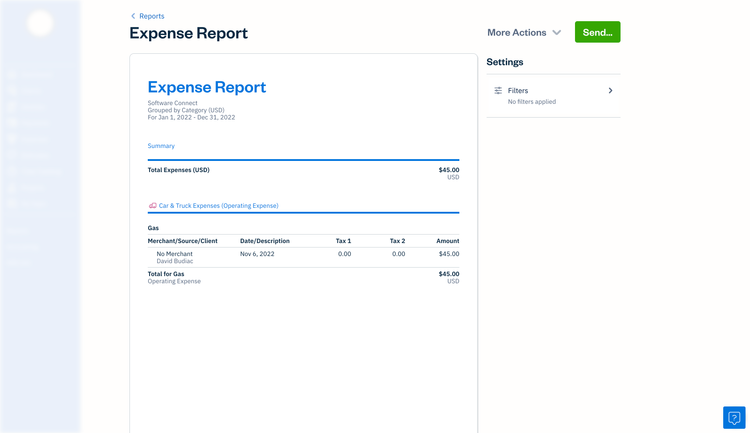 FreshBooks Expense Report