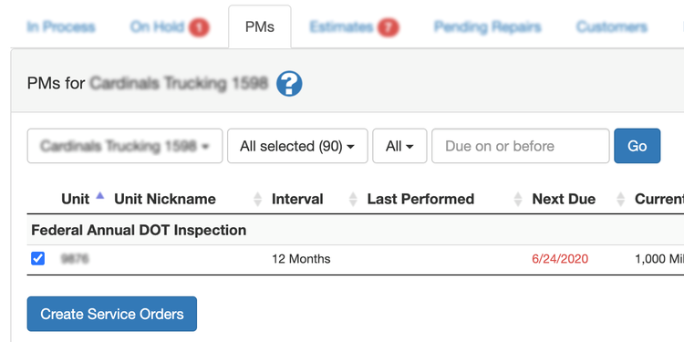 Fullbay Preventive Maintenance Dashboard