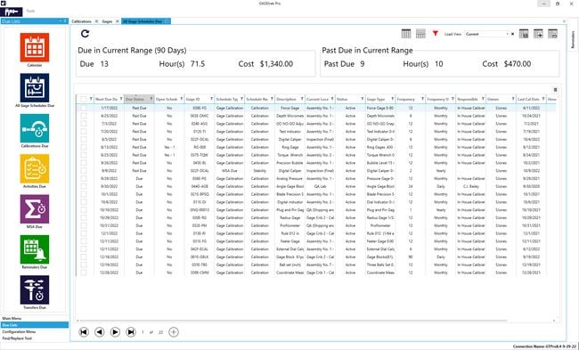 GAGEtrak: All Gage Schedules Due