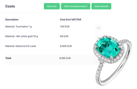 Gem Logic Software: Product Cost Details