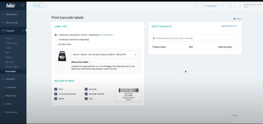 Hike POS: Print Barcode Labels