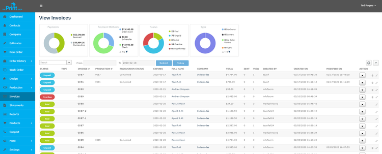 InfoFlo Print Invoices View