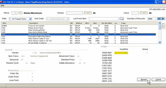 Infor Distribution FACTS: Item Flag and Restocking Reset