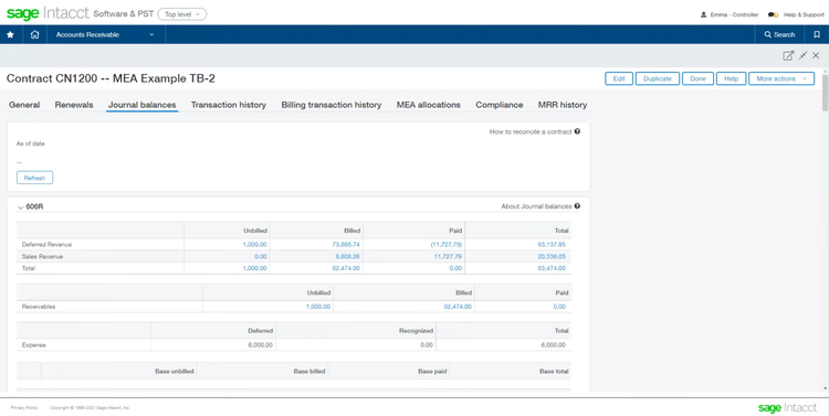 Sage Intacct Journal Balances