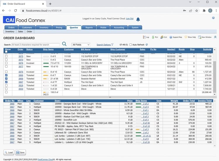 Food Connex Order Dashboard