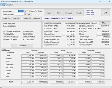 INTERAC for Construction Accounting Screenshot