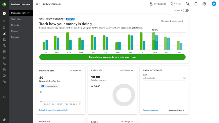 QuickBooks Business Overview Dashboard