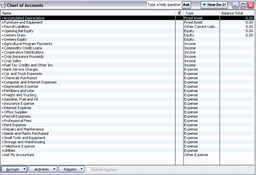 QuickBooks Pro Desktop: Chart of Accounts List