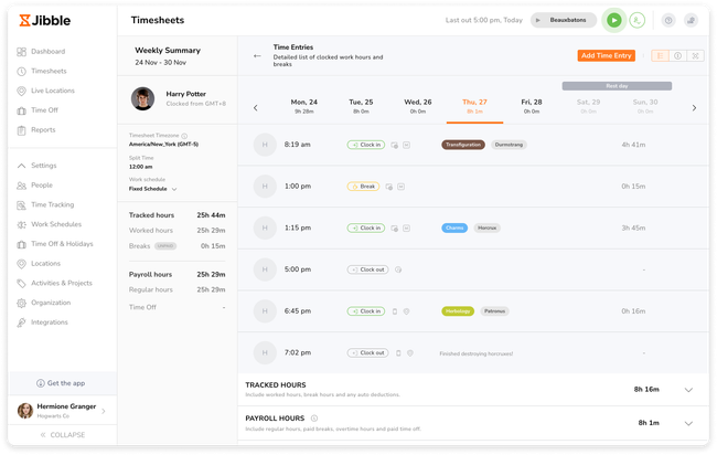 Jibble: Timesheet Details