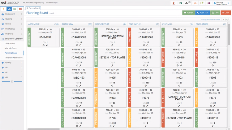 JobBOSS² Scheduling Dashboard