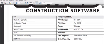 Jonas Construction Software: Purchase Order