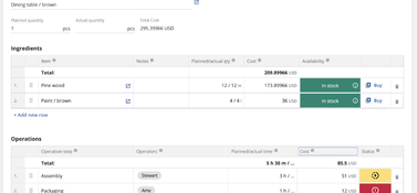 Katana MRP: Easy and accurate costing