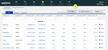 Katana Manufacturing ERP: Real-time inventory control