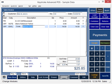 Keystroke Advanced POS Screenshot