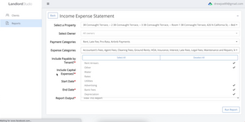 Landlord Studio: Income Expense Statement