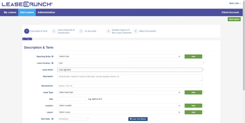 LeaseCrunch: Lease Adding Page