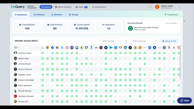 FinQuery: Software Management Dashboard