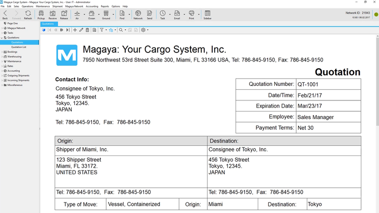 Quoting in Magaya Supply Chain