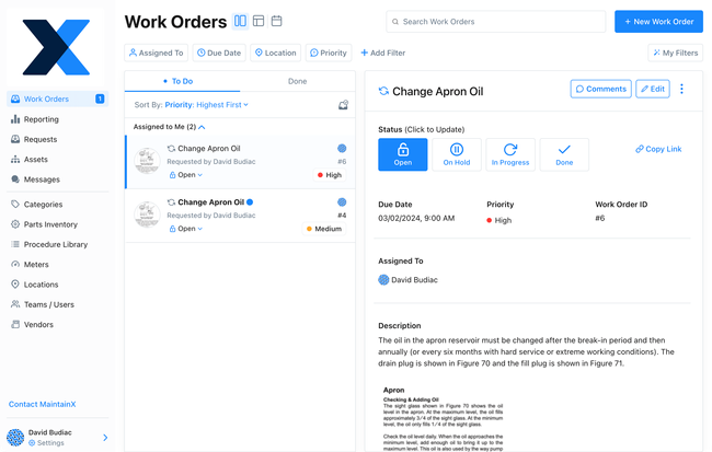 MaintainX: Work Orders List