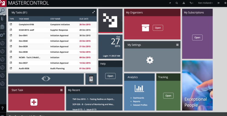 MasterControl Dashboard