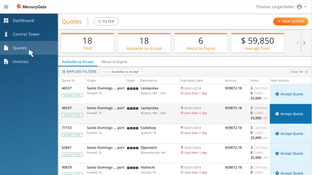 MercuryGate: Quote Dashboard