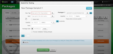 Metrc: New Package Sample