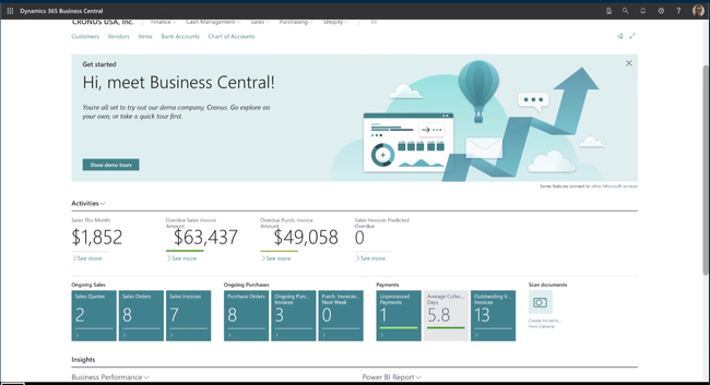 Dynamics 365 Business Central: Dashboard