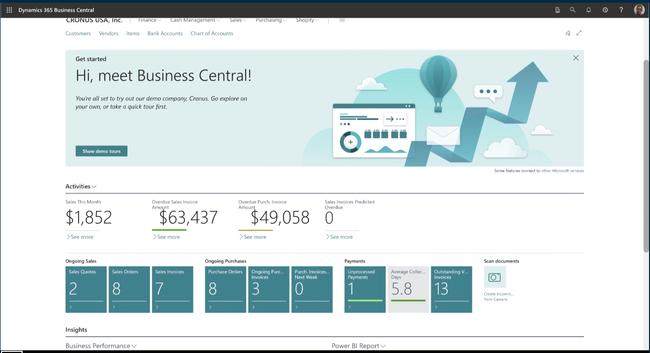 Acumatica: Dashboard