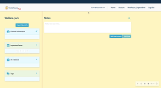 Notehouse: Customer Information Page